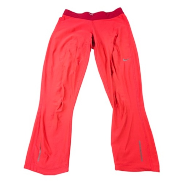Nike Dri-FIT Pants Womens Medium Red Groove Flare Just Do It Athletic‎ Running - Picture 1 of 8